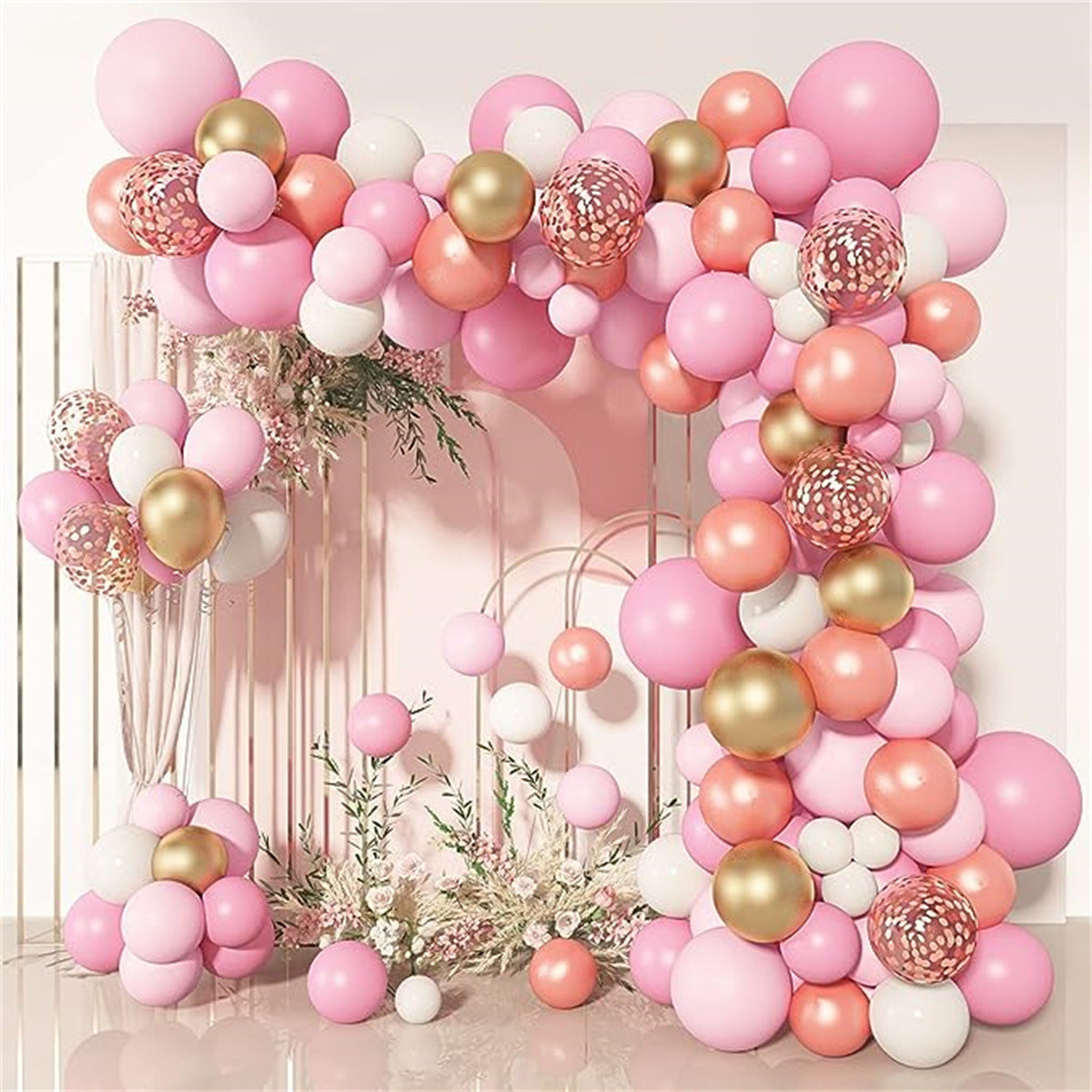 새로운 로즈 레드 풍선 파티, 생일, 웨딩 풍선 세트 장식, 다양한 크기(18, 12, 10, 5인치), 라텍스 풍선 가랜드 아치 키트 (파티, 졸업식, 결혼식, 휴일, 생일 장식용)
